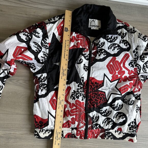 Vintage Head‎ Women's Windbreaker Tennis Jacket Black Red White Fully Lined Sz M - Picture 5 of 12